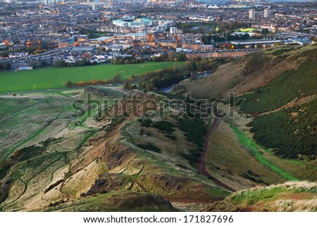 Aerial view of Edinburgh, Scotland, Europe