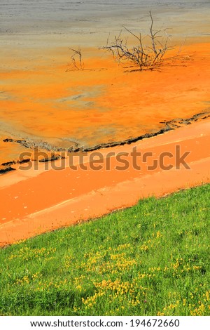 Nature pollution of a copper mine exploitation