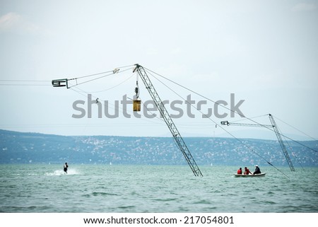 Water ski at Balaton Lake, Hungary, Europe