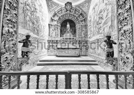 FARO, PORTUGAL - JUNE 2015: Interior architectural detail of Cathedral of Se, 15 June 2015 in Faro, Portugal, Europe