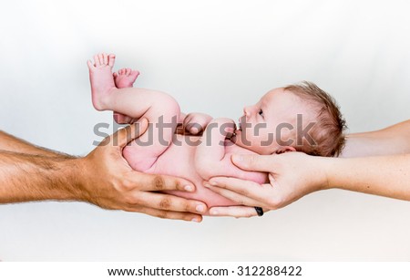 New Born Baby in Hands of parents