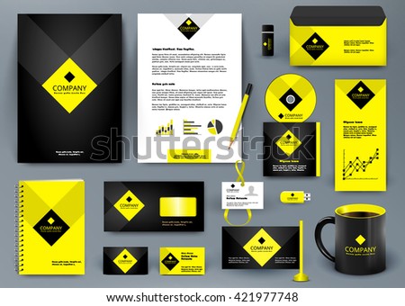 Professional  luxury universal branding design kit for jewelry shop, cafe, restaurant, hotel. Golden style with yellow. Premium corporate identity template. Business stationery mock-up with logo.