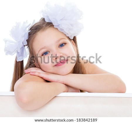 Faces,girl,child and kid - Portrait beautiful little girl. Isolated on white background.