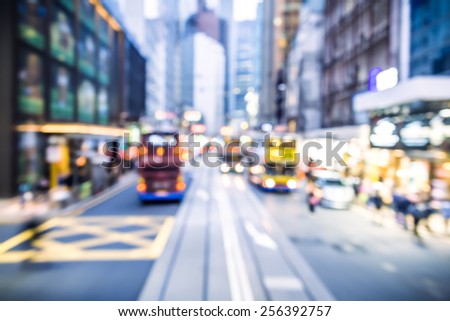 Motion blurred and color tone tuned Hong Kong city scenes background