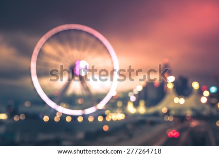 bokeh city background take place in Hong Kong central district with color tone tuned