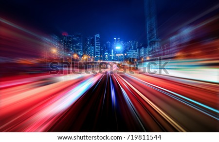 Similar – Image, Stock Photo light trails at night on a highway