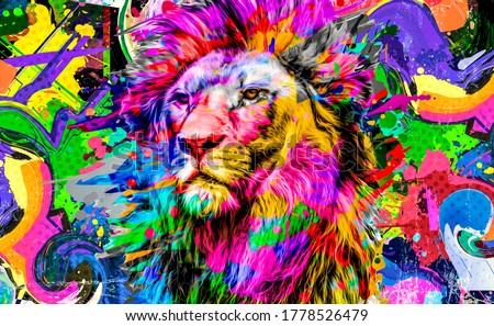 lion isolated on color background