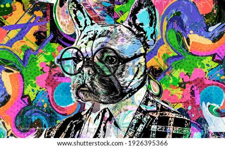 english bulldog portrait intellectual art