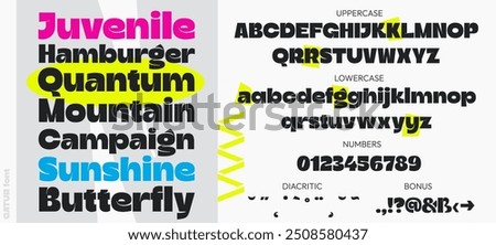 Abstract fashionable alphabetic font. Sans. Minimalistic modern urban fonts for logos, brands, etc. High-quality typographic font in upper and lower case, with numbers and diacritics. Vector illustrat