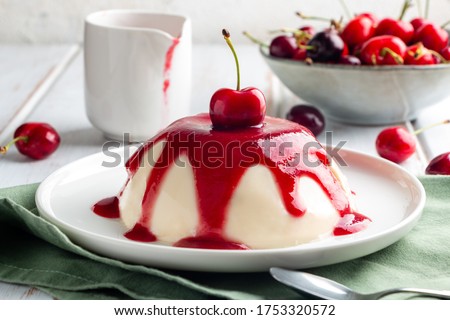 Similar – Image, Stock Photo Delicious Italian panna cotta with red currants in cafe