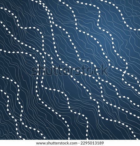 Rain curves water drops dark blue pattern abstract background. Night storm editable vector illustration