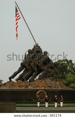 Four US Marines at the United States Marine Memorial