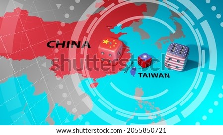 Conflict between China and Taiwan. China–Taiwan relations. 3d illustration.