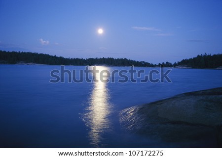 Fullmoon by the sea, Sweden.