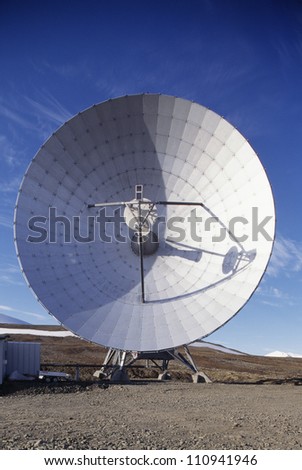 Satellite dish on open land