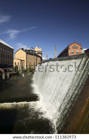 Water fall in the Industrial area, Norrkoping, Sweden