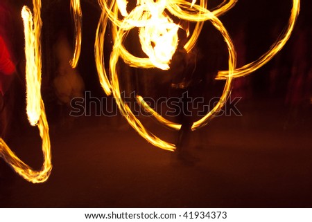 Street Fire dancers at night