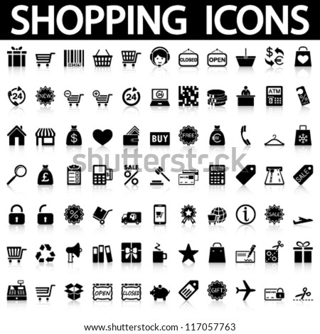 Shopping icons set. Vector