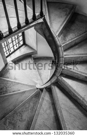 Spiral staircase in an old building, sintra, portugal