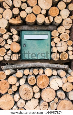 simple mailbox in a wall of logs