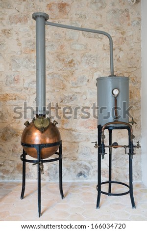 Ancient Copper boil kettle for the production of perfume, Grasse, France