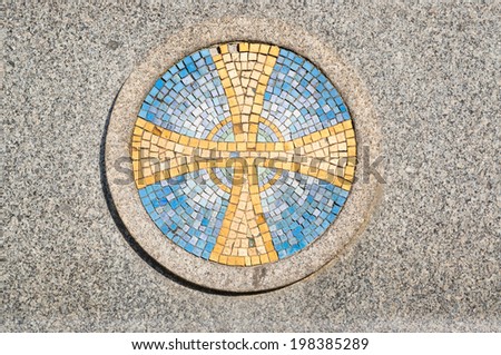 Mosaic Cross on a grave, Paris, France