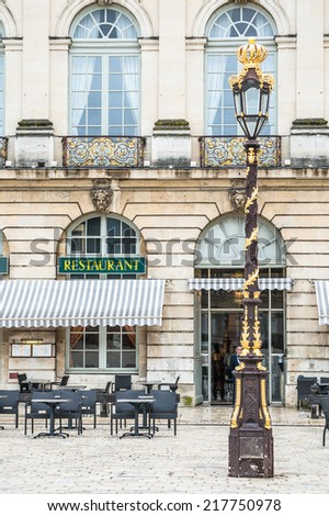 A restaurant on the Stanislas Square, Nancy, France
