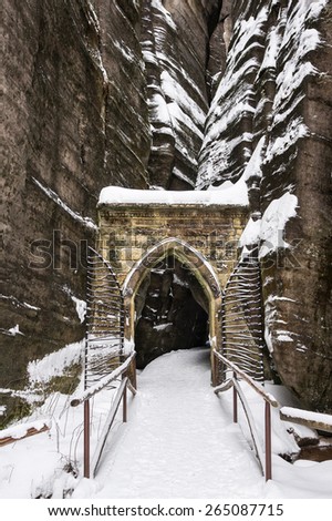 The gate of hell in the national park of Adrspach, Czech Republic