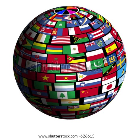 Flags Of All Nations Cover The Earth Surface. Stock Photo 626615 ...