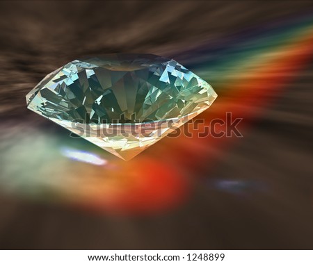 A diamond sparkles in rainbow lights
