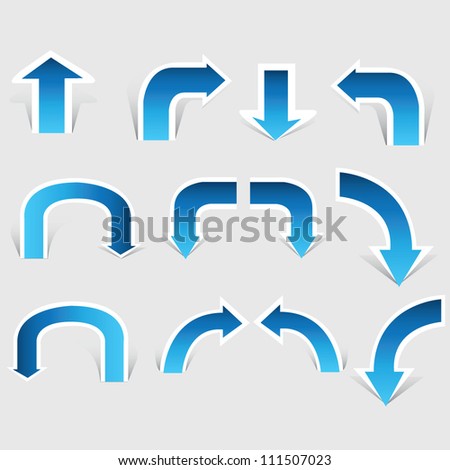 arrow set, paper cut pop up, blue color