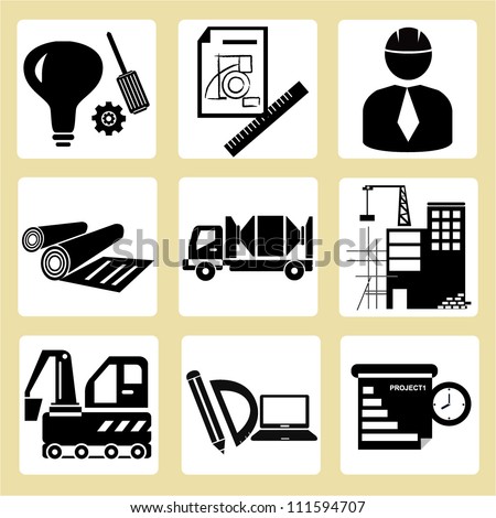 project management, civil engineering icon set