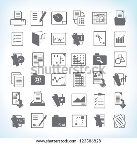 document icon set, paper and file icon set
