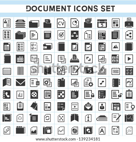 100 document icons set