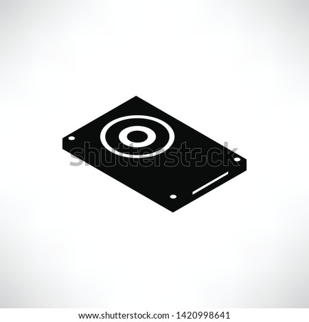 hard disk icon solid isometric design