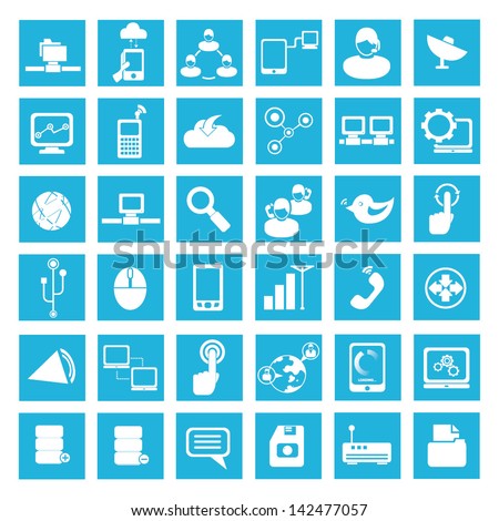 network and social media icons, vector