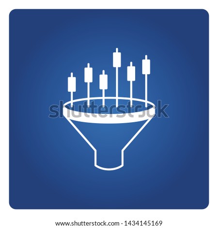 graph char and funnel icon blue background