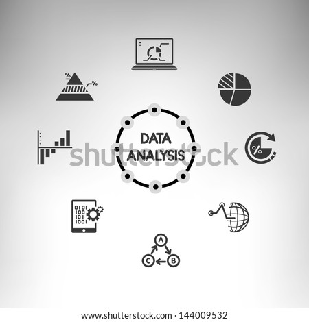 data analysis info graphic, information management icons set