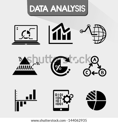 data analysis icons, data chart icons set, graph