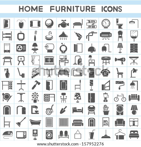 home furniture icons set