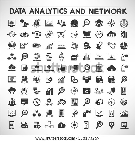 data analytic and social network icons set