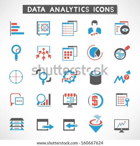 data management, data analytic icons set