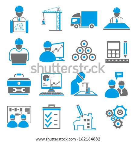 industrial icons, engineering management icon set