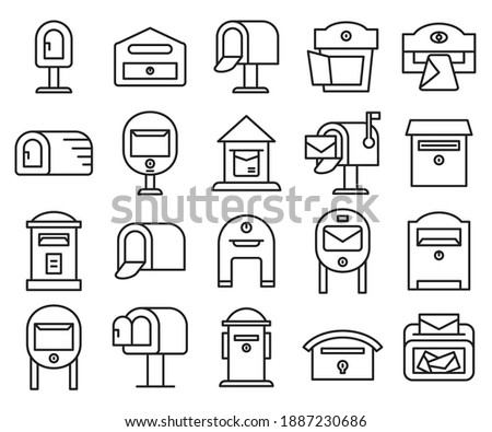 mailbox and post box icons line vector design