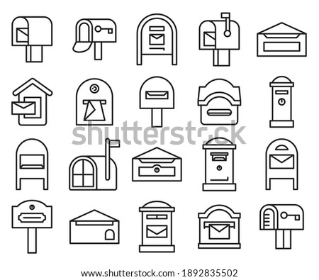 set of post box icons line vector 