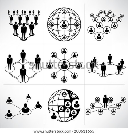 people network icons set, people connection set