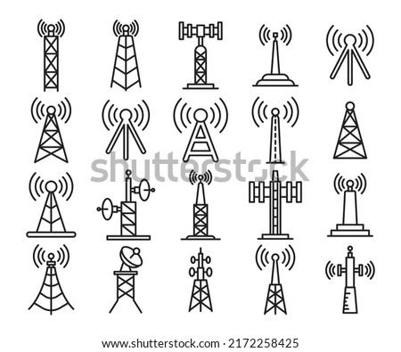 network and communication tower icons vector illustration