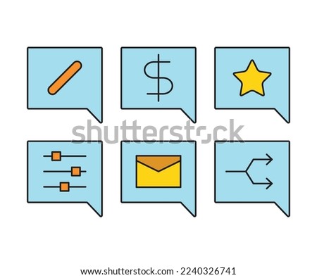speech bubble and user interface icons set