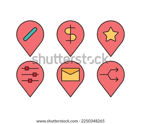 map pin and user interface icons set