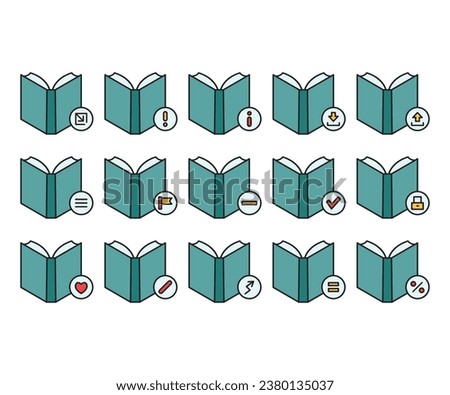 book and user interface icons set vector illustration